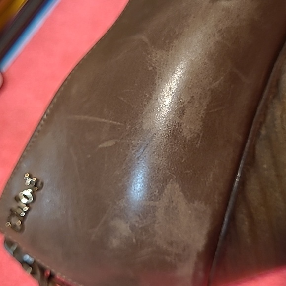 Chloe Stacked Heel Leather Wedges w Peep Toe Shoes Size  38.5  US 8.5 - Picture 8 of 11